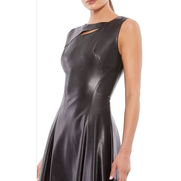 NWT $398 Ieena for Mac Duggal Keyhole Neck Leather Dress size 0 Graduation Work - Picture 1 of 7